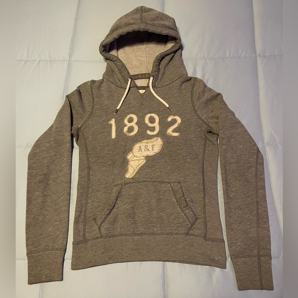 Vintage Abercrombie & Fitch Women’s Pullover Hoodie - SMALL - Gray | Y2K